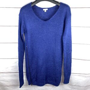 BP Sweater pullover Wool Mohair XS 4 zipper knit blue long sleeve jumper